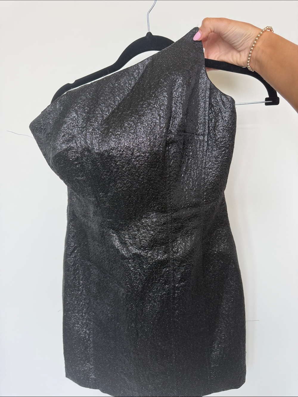 DO+BE Black One-Shoulder Textured Mini Dress